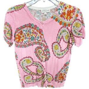 Joseph A. Pink Floral Short Sleeve Cardigan